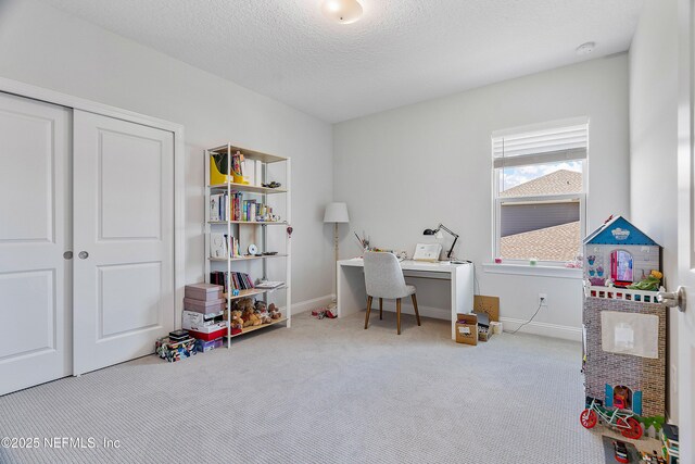 144 Waverly Way, Saint Johns, FL 32259 - home office with carpet, baseboards, and a textured ceiling