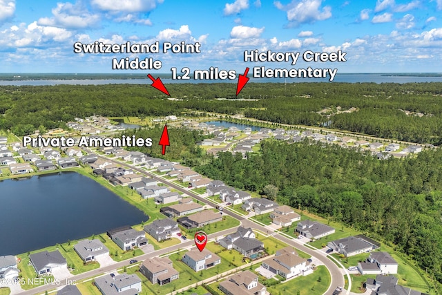 144 Waverly Way, Saint Johns, FL 32259 - aerial overview of property's location with a nearby body of water, nearby suburban area, and a forest