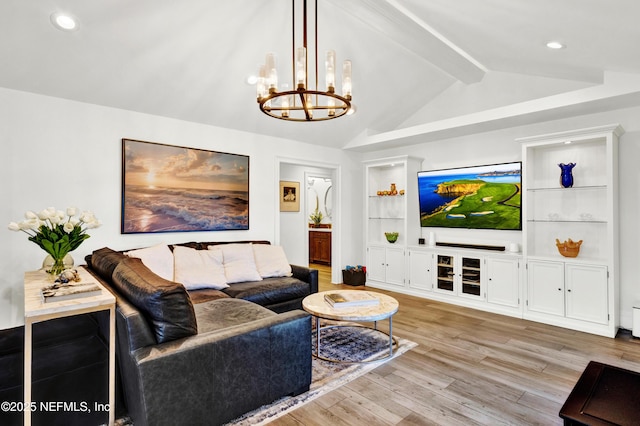 108 Spanish Moss Ln, Ponte Vedra Beach, FL 32082 - living area featuring a chandelier, light wood-type flooring, built in shelves, and recessed lighting