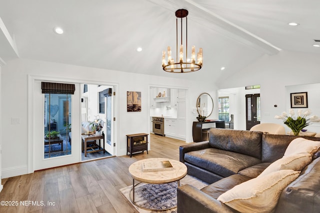 108 Spanish Moss Ln, Ponte Vedra Beach, FL 32082 - living area with light wood-style flooring, a chandelier, recessed lighting, and baseboards