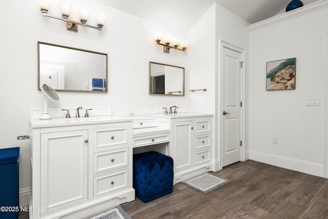 108 Spanish Moss Ln, Ponte Vedra Beach, FL 32082 - full bath featuring double vanity, wood finished floors, and baseboards