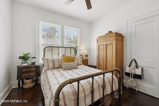 1267 Murray Dr, Jacksonville, FL 32205 - bedroom featuring dark wood-style floors, baseboards, and ceiling fan