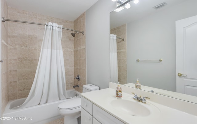 2624 Oakgrove Ave, Saint Augustine, FL 32092 - bathroom with vanity, shower / bath combo, toilet, and tile patterned floors