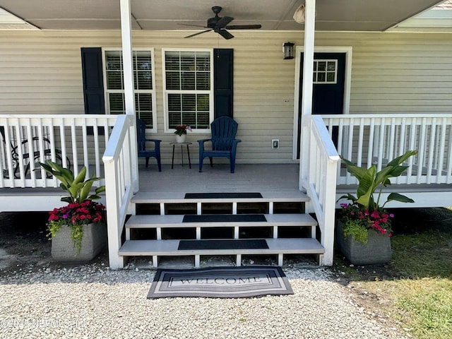 1305 Thompson Bailey Rd, Saint Augustine, FL 32084 - entrance to property with covered porch and a ceiling fan