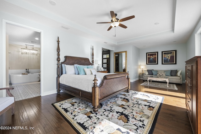 228 Rum Runner Way, Saint Johns, FL 32259 - bedroom featuring wood-type flooring, baseboards, ensuite bath, and ceiling fan