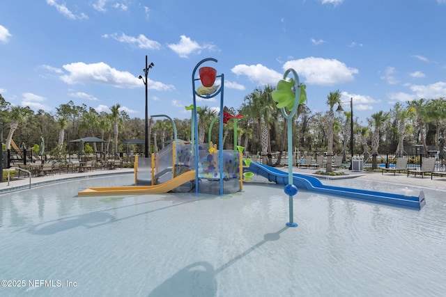 view of swimming pool with fence