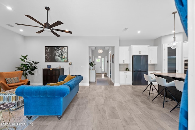 241 Oak Shadow Pl, Saint Johns, FL 32259 - living area with a ceiling fan and recessed lighting