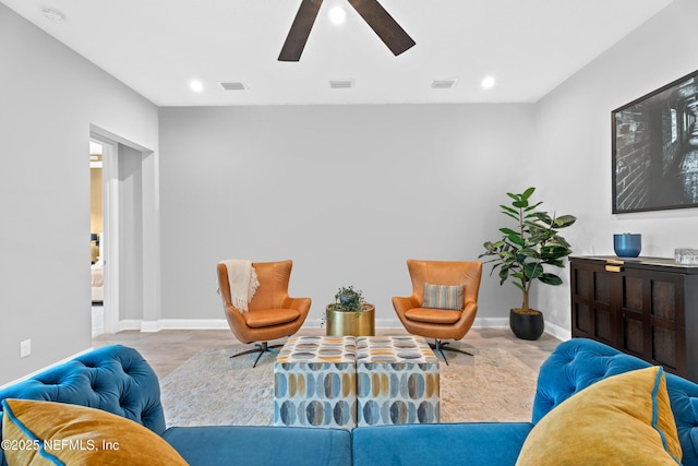 241 Oak Shadow Pl, Saint Johns, FL 32259 - living area featuring a ceiling fan, recessed lighting, and wood finished floors