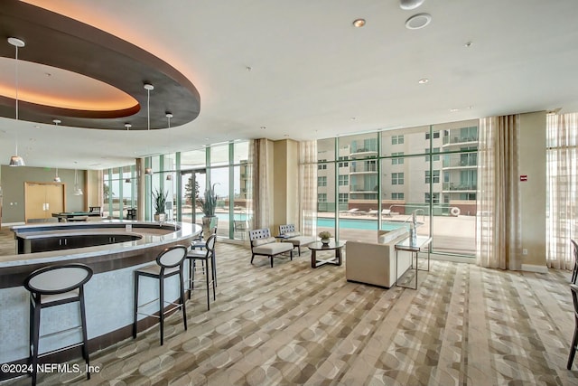 building lobby with expansive windows