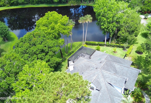 view from above of property with a nearby body of water