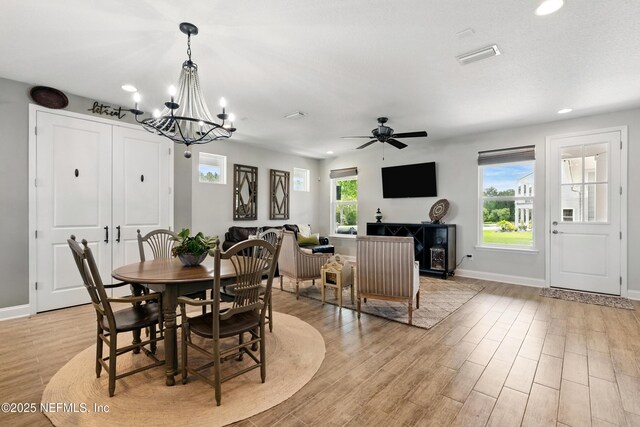 929 Keystone Corners Blvd, Saint Johns, FL 32259 - dining space with recessed lighting, light wood-type flooring, baseboards, ceiling fan, and a chandelier