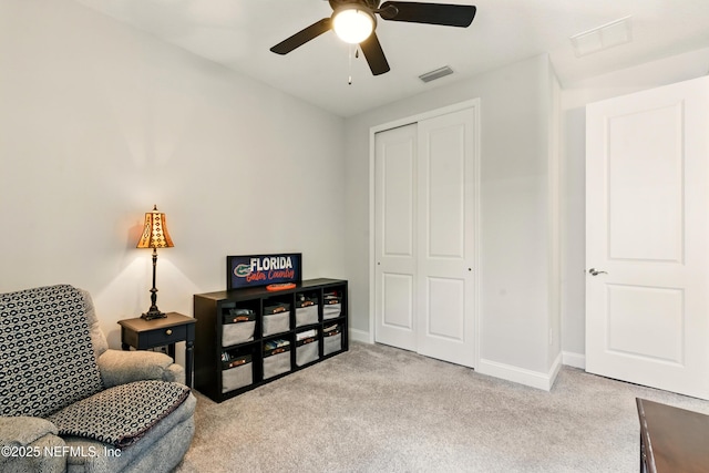 929 Keystone Corners Blvd, Saint Johns, FL 32259 - sitting room featuring carpet flooring, a ceiling fan, and baseboards