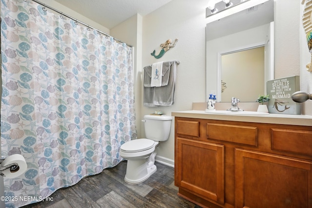 499 Ashby Landing Way, Saint Augustine, FL 32086 - bathroom featuring toilet, wood finished floors, vanity, and a shower with shower curtain