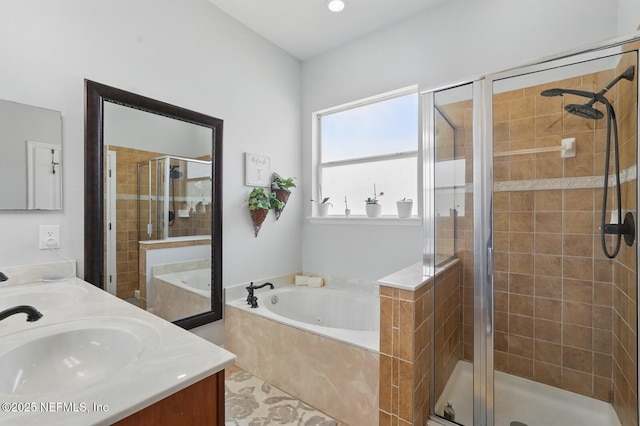4956 Cypress Links Blvd, Elkton, FL 32033 - bathroom featuring a shower stall, double vanity, and a whirlpool tub