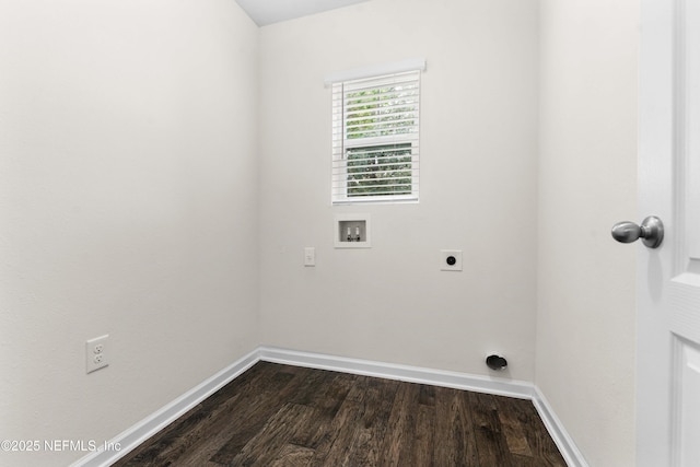 8244 Meadow Walk Ln, Jacksonville, FL 32256 - laundry area with electric dryer hookup, baseboards, dark wood-style flooring, and hookup for a washing machine