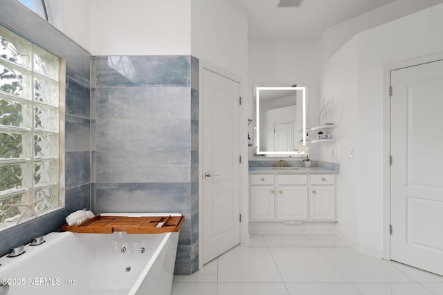 400 Big Tree Rd, Ponte Vedra Beach, FL 32082 - full bathroom with a whirlpool tub, tile patterned floors, vanity, and plenty of natural light