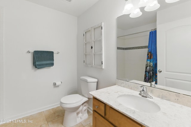 71 Irish Rose Rd, Saint Augustine, FL 32092 - bathroom with tile patterned floors, baseboards, vanity, toilet, and curtained shower