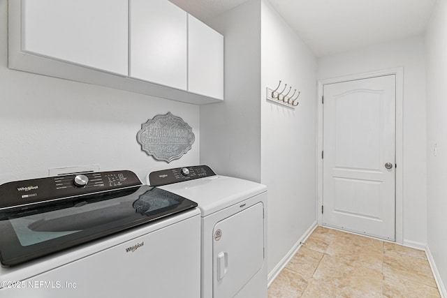 71 Irish Rose Rd, Saint Augustine, FL 32092 - laundry room featuring cabinet space, separate washer and dryer, and baseboards