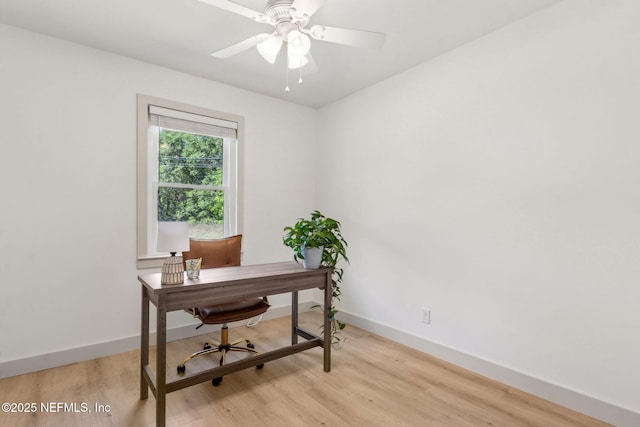 1411 Leon St, Fernandina Beach, FL 32034 - office with light wood-style flooring, baseboards, and a ceiling fan