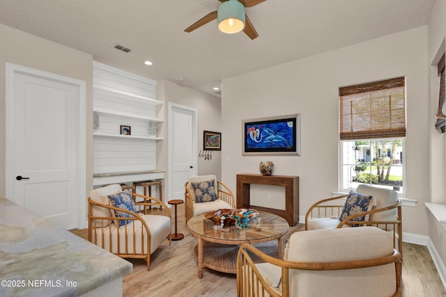 37 High Ridge Pt, Ponte Vedra, FL 32081 - living area with light wood-style floors, a ceiling fan, baseboards, and recessed lighting