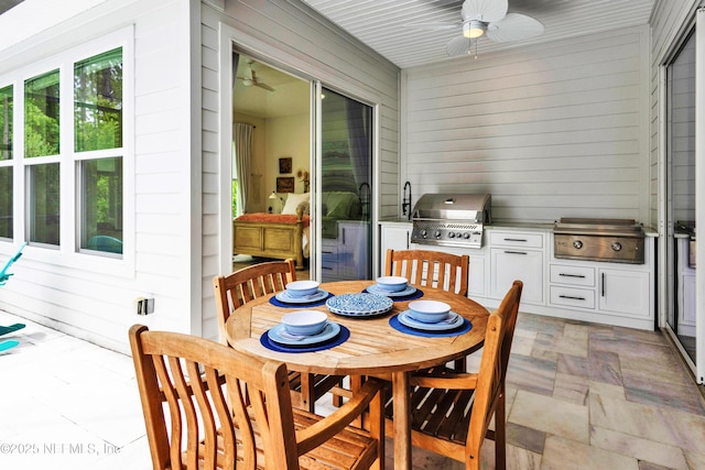 37 High Ridge Pt, Ponte Vedra, FL 32081 - view of patio with ceiling fan, outdoor dining area, and a sink