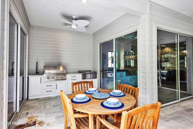 37 High Ridge Pt, Ponte Vedra, FL 32081 - sunroom / solarium featuring exterior kitchen, ceiling fan, and outdoor dining area