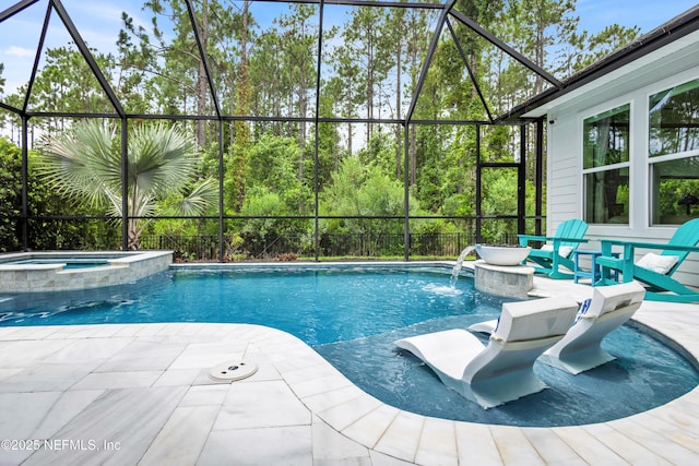 37 High Ridge Pt, Ponte Vedra, FL 32081 - view of pool with glass enclosure, a pool with connected hot tub, and a patio area