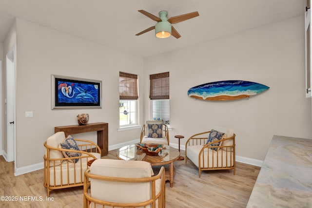 37 High Ridge Pt, Ponte Vedra, FL 32081 - living area featuring light wood-style floors, baseboards, and ceiling fan