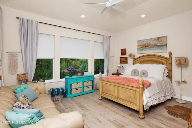 37 High Ridge Pt, Ponte Vedra, FL 32081 - bedroom with light wood-style flooring, recessed lighting, and a ceiling fan