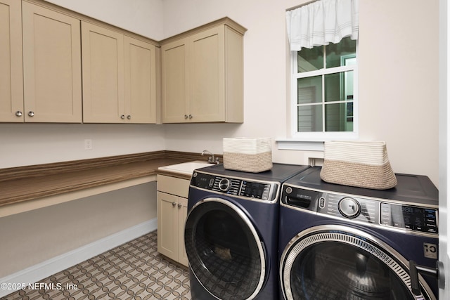 37 High Ridge Pt, Ponte Vedra, FL 32081 - laundry area with separate washer and dryer, cabinet space, baseboards, and light flooring