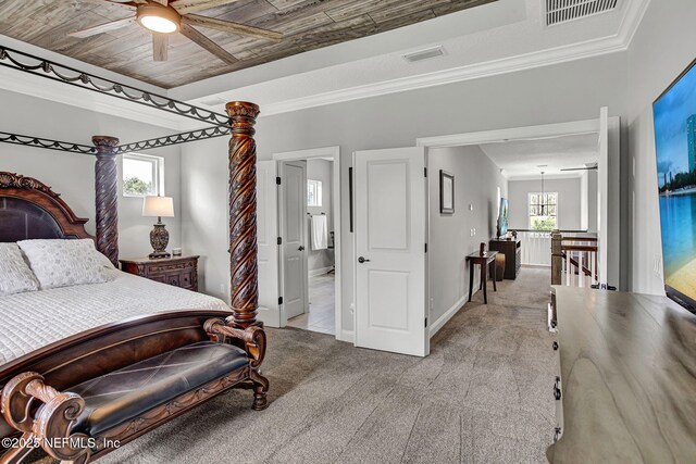 252 Pine Haven Dr, Saint Johns, FL 32259 - bedroom featuring carpet, crown molding, baseboards, and ceiling fan