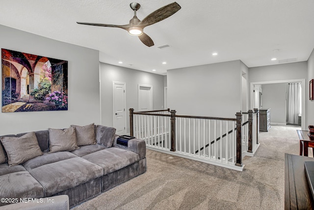 252 Pine Haven Dr, Saint Johns, FL 32259 - living room featuring carpet, ceiling fan, and recessed lighting