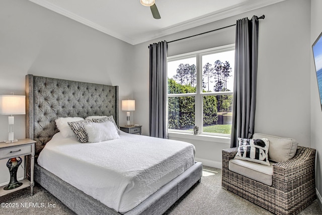 252 Pine Haven Dr, Saint Johns, FL 32259 - carpeted bedroom featuring ornamental molding, ceiling fan, and baseboards