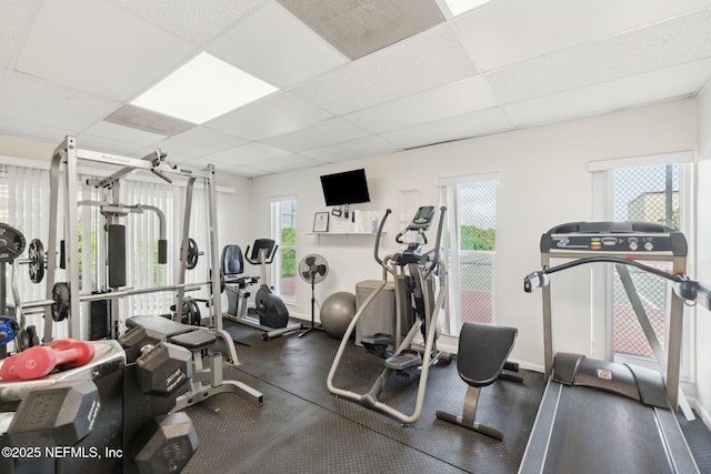 8550 A1A S Unit 340, Saint Augustine, FL 32080 - workout area featuring a drop ceiling and baseboards