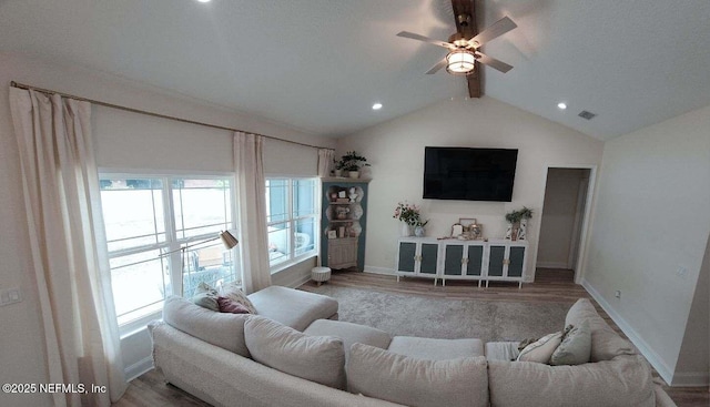 4282 Wolfe Dr, Macclenny, FL 32063 - living area with wood finished floors, ceiling fan, baseboards, and recessed lighting