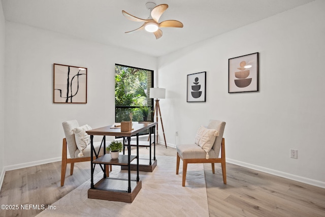 550 Robles Ln, Ponte Vedra Beach, FL 32082 - dining room with light wood-style flooring, ceiling fan, and baseboards