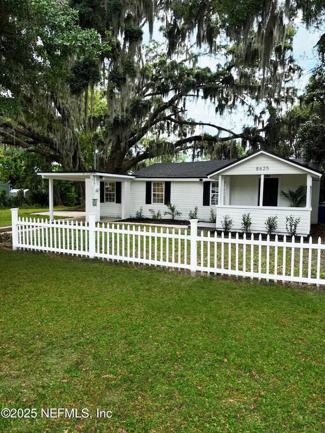 view of single story home