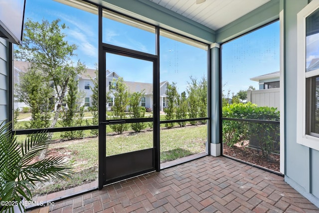 view of unfurnished sunroom