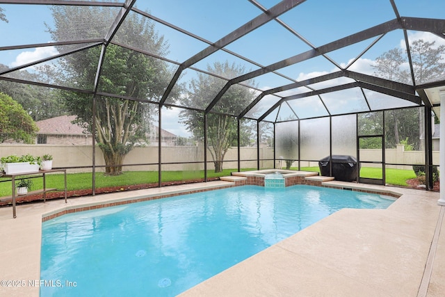 641 Thornwood Ln, Orange Park, FL 32073 - view of swimming pool with a fenced backyard, a patio, area for grilling, and a lanai