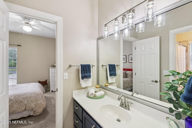 641 Thornwood Ln, Orange Park, FL 32073 - bathroom featuring ensuite bath, vanity, and ceiling fan