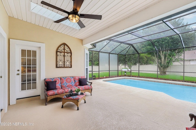 641 Thornwood Ln, Orange Park, FL 32073 - view of pool with a patio, ceiling fan, and a lanai