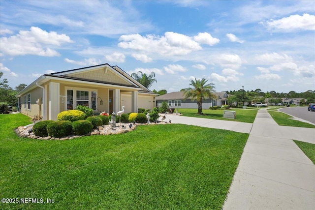 4101 Spring Creek Ln, Middleburg, FL 32068 - ranch-style house featuring concrete driveway, a front yard, and an attached garage