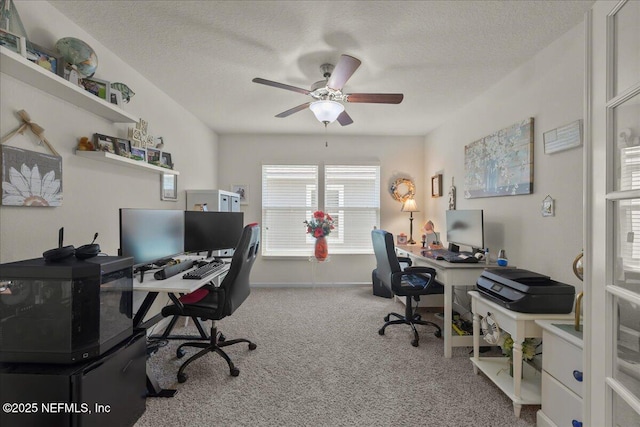 4101 Spring Creek Ln, Middleburg, FL 32068 - carpeted office space with a ceiling fan, a textured ceiling, and baseboards