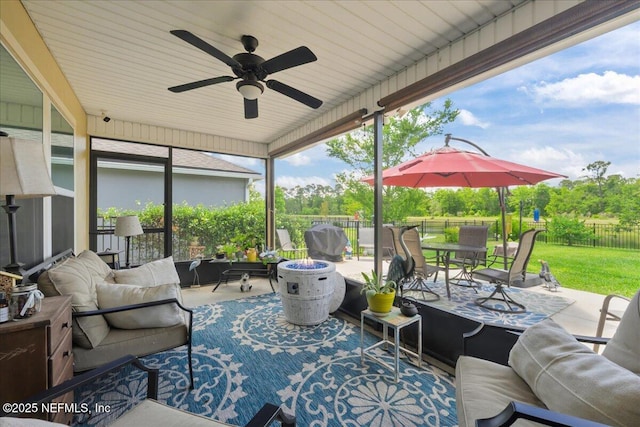 4101 Spring Creek Ln, Middleburg, FL 32068 - view of patio / terrace featuring outdoor lounge area, a ceiling fan, and outdoor dining space