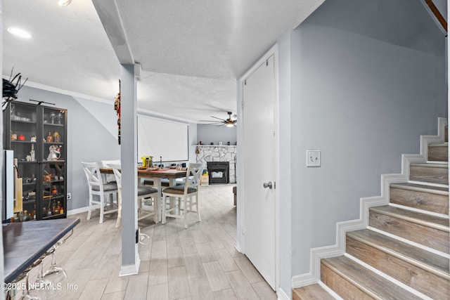 1167 Romaine Cir E, Jacksonville, FL 32225 - corridor with stairs, baseboards, wood finished floors, and a textured ceiling