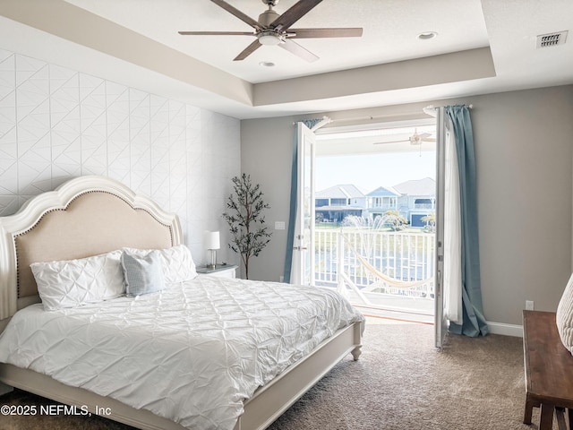627 Rum Runner Way, Saint Johns, FL 32259 - carpeted bedroom with access to outside, a ceiling fan, and recessed lighting