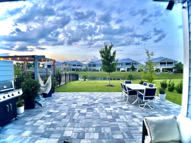 627 Rum Runner Way, Saint Johns, FL 32259 - view of patio / terrace with a residential view, outdoor dining space, a water view, and a grill