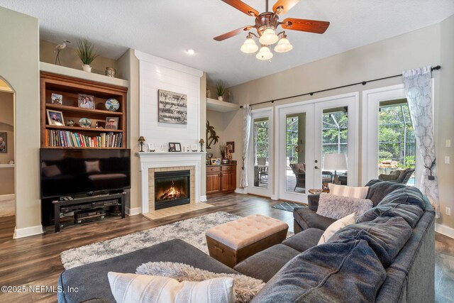 400 N Landguard Rd, Saint Augustine, FL 32092 - living area featuring ceiling fan, dark wood-type flooring, french doors, plenty of natural light, and recessed lighting