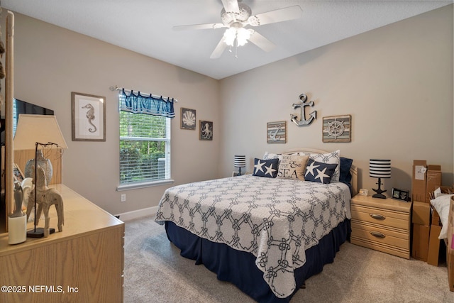 400 N Landguard Rd, Saint Augustine, FL 32092 - bedroom featuring light carpet, baseboards, and a ceiling fan