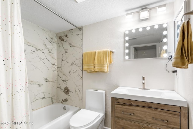 100 Fairway Park Blvd Unit 802, Ponte Vedra, FL 32082 - full bath with shower / bath combination with curtain, vanity, a textured ceiling, and toilet